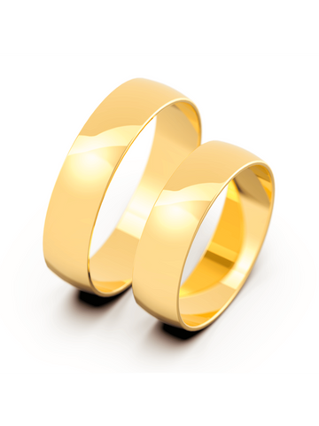 Par Aliança Casamento 5mm Ouro 18K tradicional Abaulada Neumond Joias